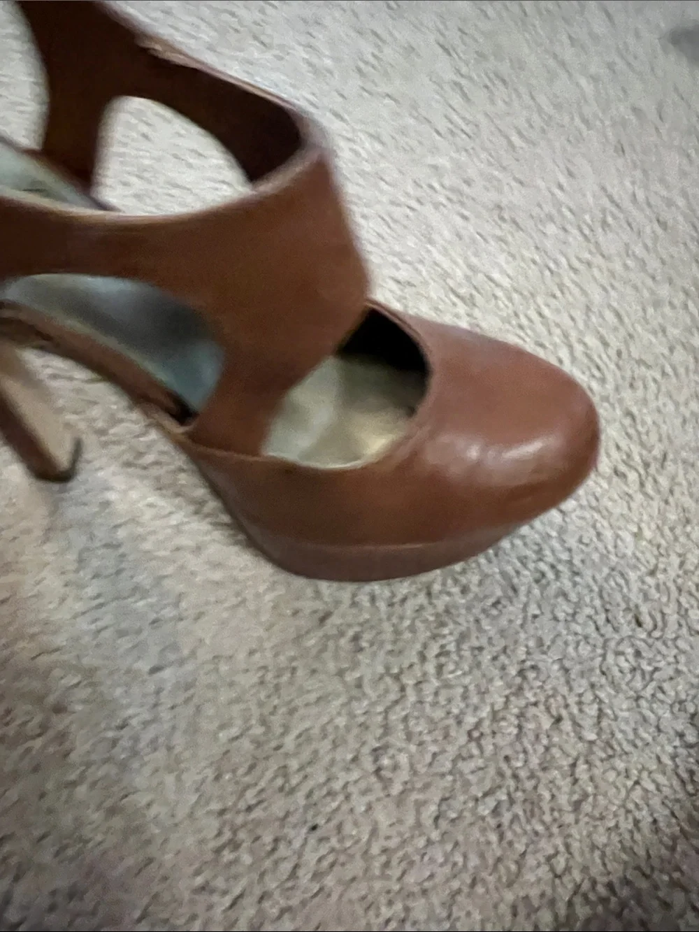 G by Guess Brown Platform Slingback Heels with Gold Insole